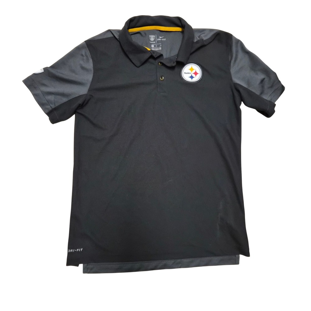 Nike Dri-FIT Pittsburgh Steelers NFL Training Polo Shirt Mens Medium Black Grey